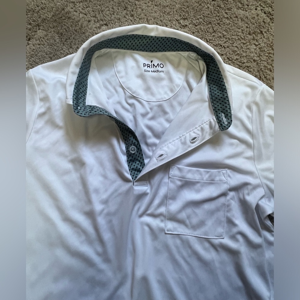 Primo Men’s White Golf Polo. Size medium.